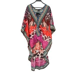 Sakkas Women's One Size Pink Kimono Beach Dress Top Cover up Rhinestone